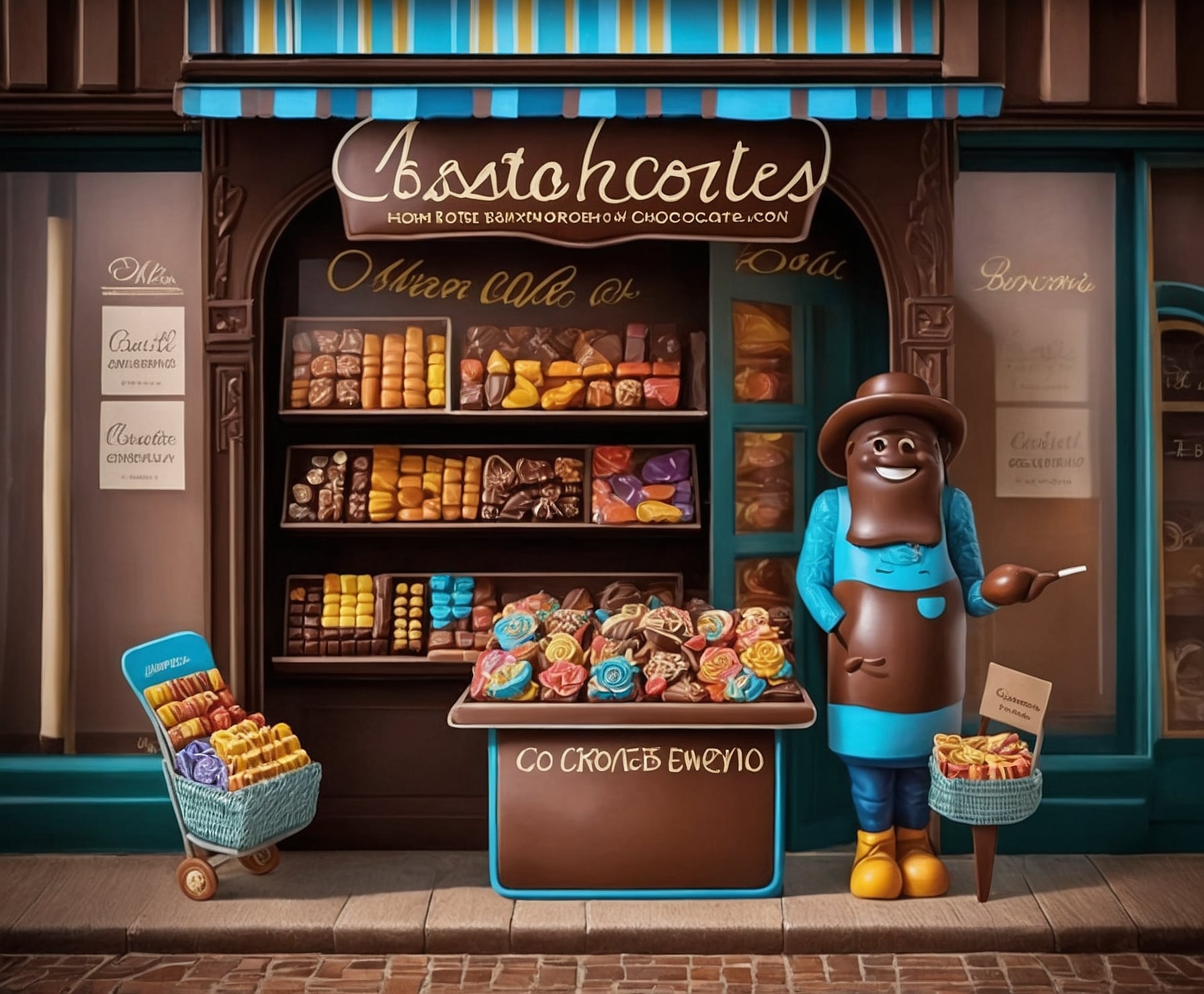 Chocolates artesanales entre hojas de cacao